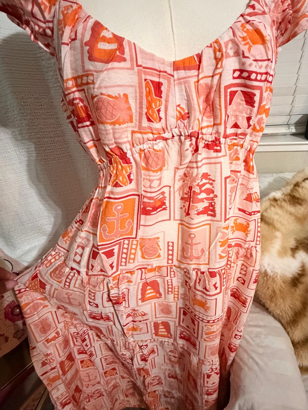 NWT Ellison Pink and Orange Nautical Print Maxi Dress - Picture 2 of 6